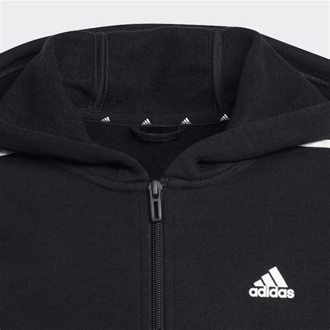 adidas essentials 3-streifen kapuzenjacke schwarz|Essentials Fleece 3.